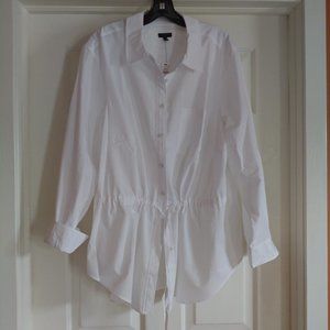 Talbots White Cotton Shirt with Drawstring Waist